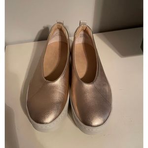 Naked Feet gold slip ons